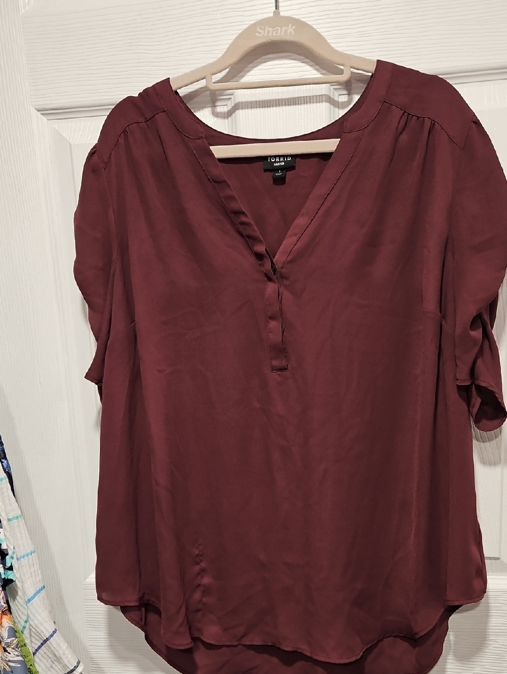 Torrid Maroon V-Neck Split Tunic Blouse